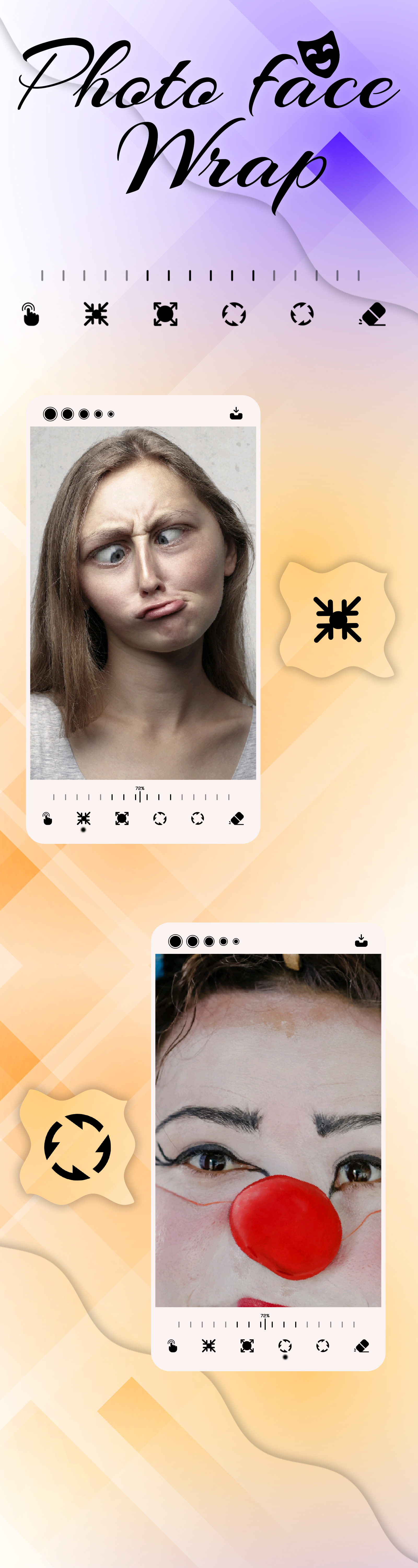 Photo Warp - Face Warp - Funny Mirrors - Funny Photo Editor - Photo Warp 3D Face - Time Drag Scan
